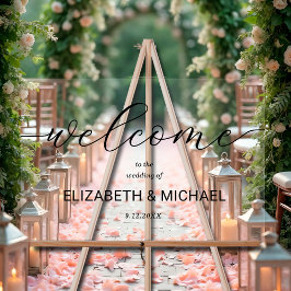 Señal Acrílica Bienvenida Boda minimalista