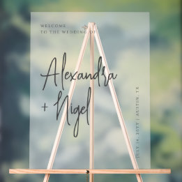 Señal Acrílica Bienvenida Boda minimalista y clara
