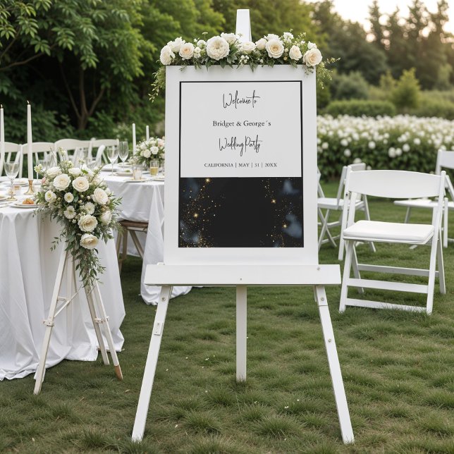 Señal Acrílica bienvenida boda, negro abstracto y escarcha (Subido por el creador)