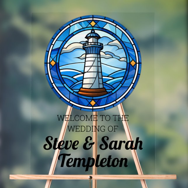 Señal Acrílica Bienvenida Boda Recepción Rótulo Faro Náutico (Neutral )