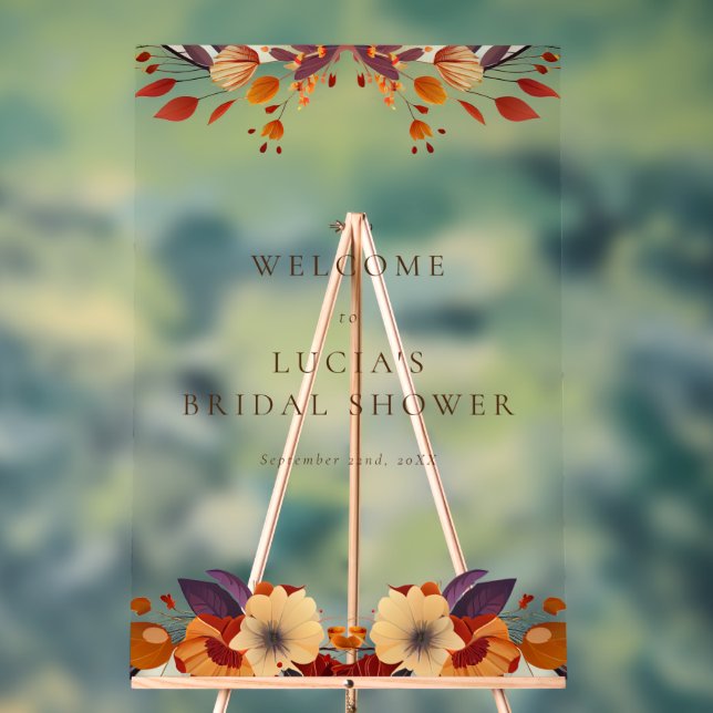 Señal Acrílica Bienvenida clásica de boda con flores silvestres s (Neutral )