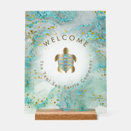 Señal Acrílica bienvenida con el logotipo de la tortuga marina