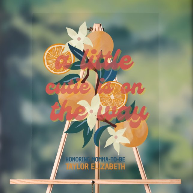 Señal Acrílica bienvenida con una ducha de bebé (Neutral )