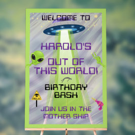 Señal Acrílica Bienvenida cumpleaños alienígena OVNI para cualqui