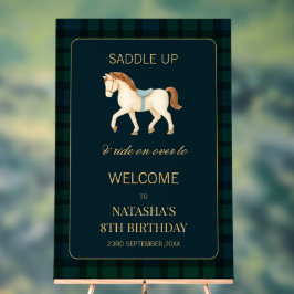 Señal Acrílica Bienvenida Cumpleaños Caballo Preparado Elegante