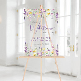 Señal Acrílica Bienvenida de Baby Shower a Boho Wildflower Waterc