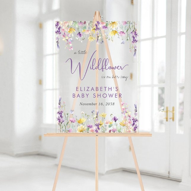 Señal Acrílica Bienvenida de Baby Shower a Boho Wildflower Waterc (Subido por el creador)