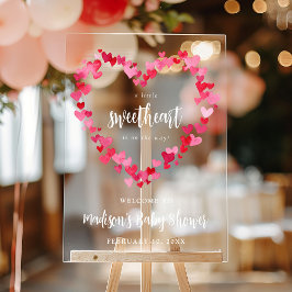 Señal Acrílica Bienvenida de Baby Shower al pequeño querido Valen