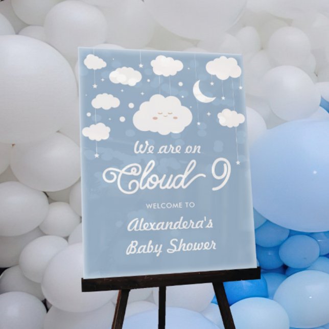 Señal Acrílica Bienvenida de Baby Shower Blue On Cloud 9 (Subido por el creador)