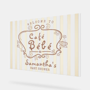 Señal Acrílica Bienvenida de Baby Shower Café Bébé French Mocca M