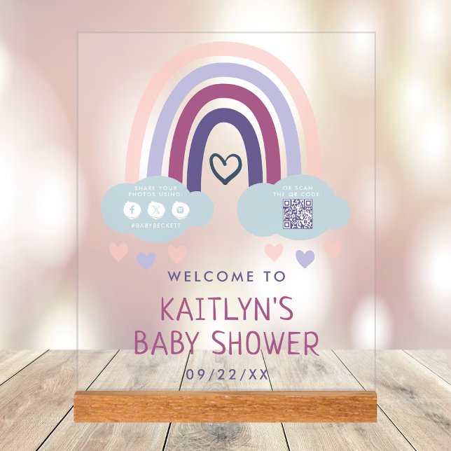Señal Acrílica Bienvenida de Baby Shower Cuidada Pequeña Arcoiris (Subido por el creador)