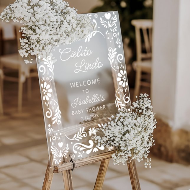 Señal Acrílica Bienvenida de Baby Shower de Cielito Lindo Mexican (Subido por el creador)