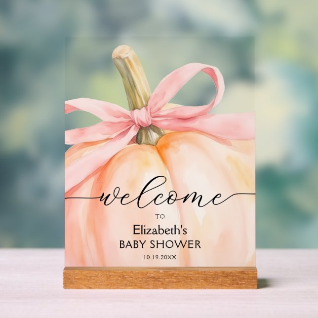 Señal Acrílica Bienvenida de Baby Shower para pequeñas calabazas  (Neutral )