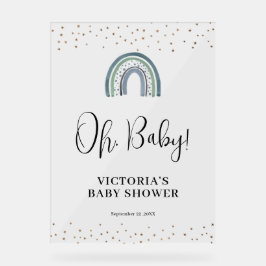 Señal Acrílica Bienvenida de Baby Shower Rainbow Boy