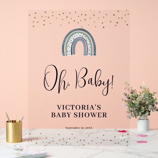 Señal Acrílica Bienvenida de Baby Shower Rainbow Boy (Boda)