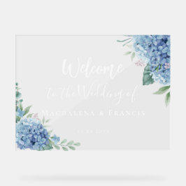 Señal Acrílica Bienvenida de Blue Hydrangea boda