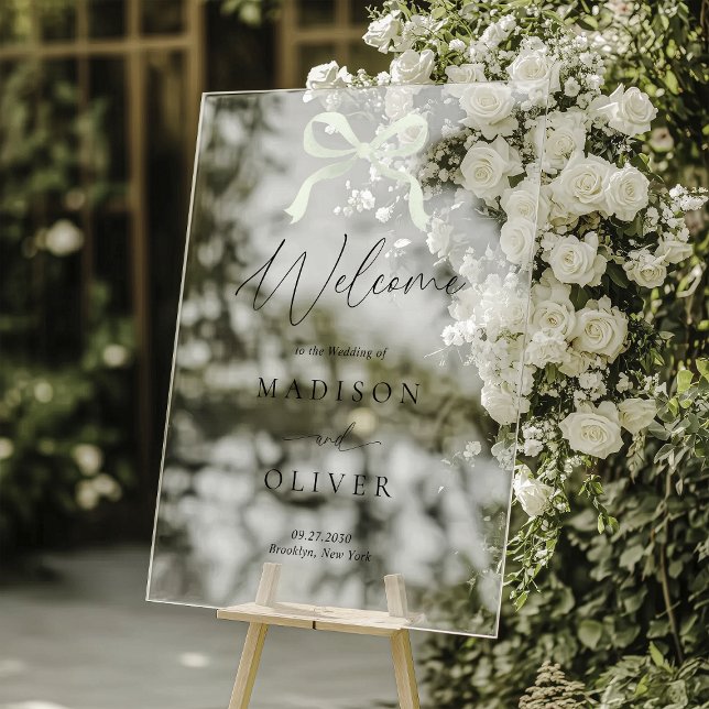 Señal Acrílica Bienvenida de Boda con Arco de Verde Salvia Modern (Subido por el creador)