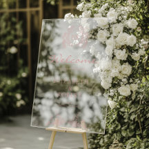 Bienvenida de Boda con Cresta Floral Rosa Polvorie