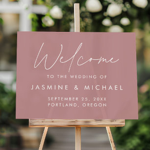 Señal Acrílica Bienvenida de Boda con Letra Moderna Dusty Rose