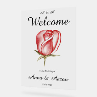 Señal Acrílica Bienvenida de boda de jardín de primavera verano r