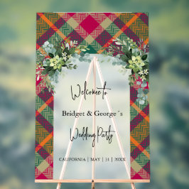 Señal Acrílica bienvenida de boda de otoño con colores fríos y fr