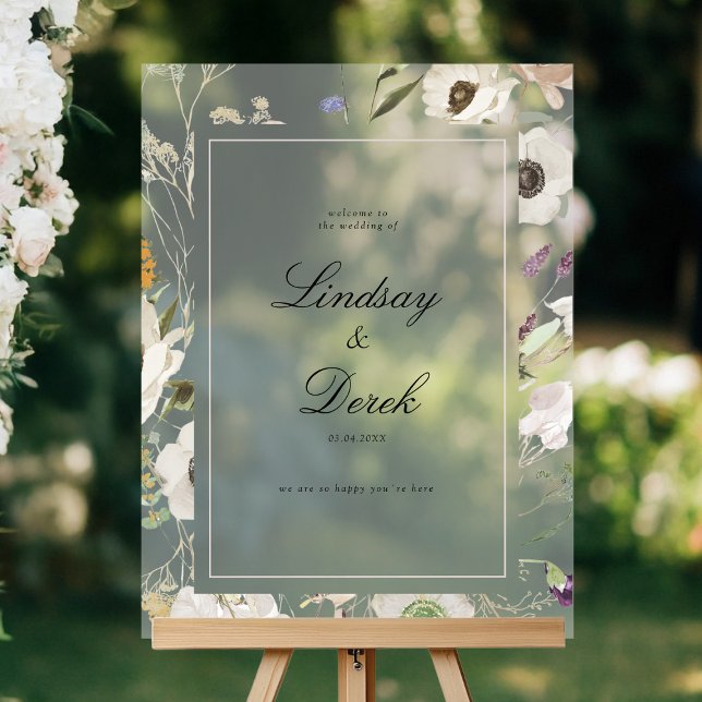 Señal Acrílica Bienvenida de Boda de Primavera Moderna (Modern Spring Wedding Welcome Acrylic Sign)