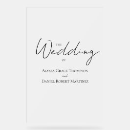 Señal Acrílica Bienvenida de Boda mínimo escarpado