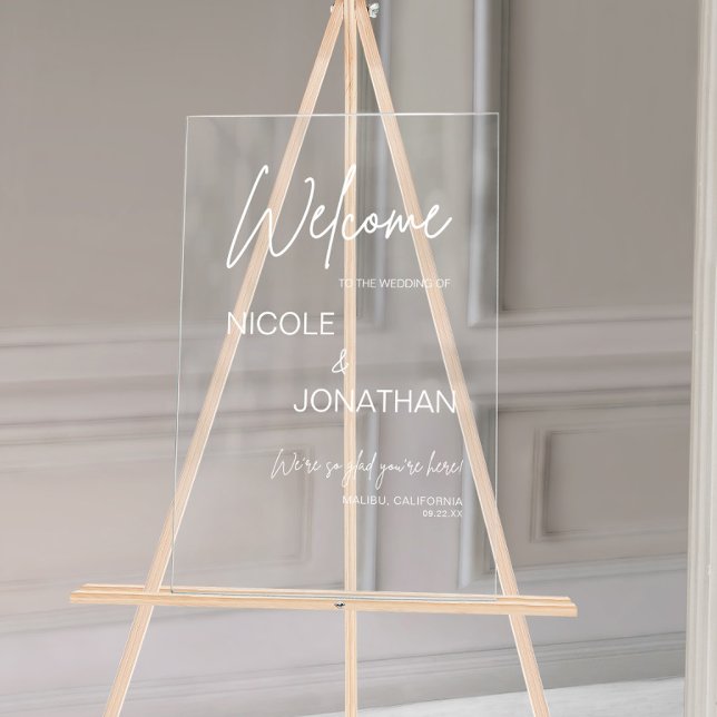 Señal Acrílica Bienvenida de Boda Moderna Texto Blanco (Subido por el creador)