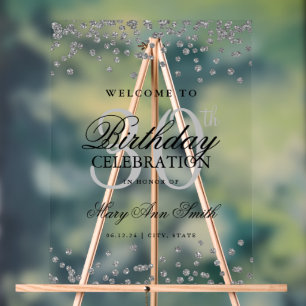 Señal Acrílica Bienvenida de cumpleaños 30 Purpurinas de Confetti