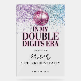 Señal Acrílica Bienvenida de cumpleaños a discoteca Pink Purple D