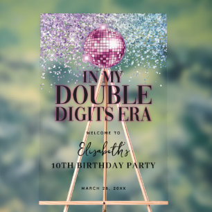 Señal Acrílica Bienvenida de cumpleaños a discoteca Pink Purple D