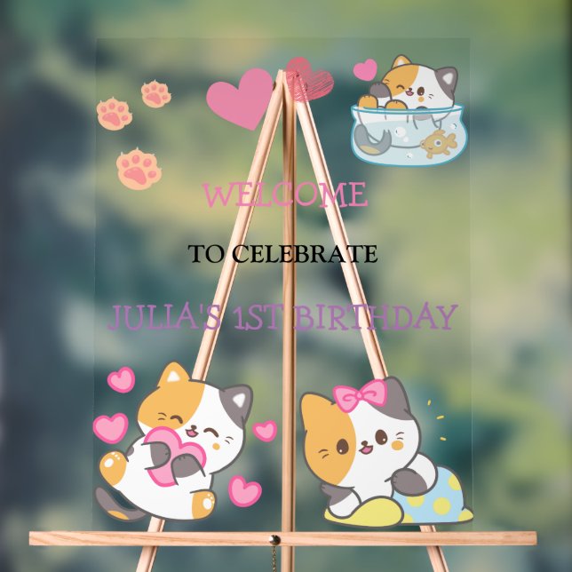 Señal Acrílica bienvenida de cumpleaños de bebé bebe rosa y blanc (Neutral )