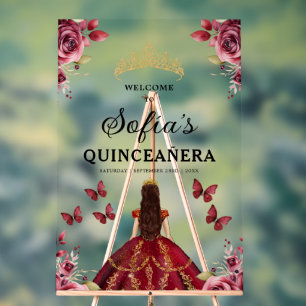 Señal Acrílica Bienvenida de cumpleaños de la princesa de Borgoña