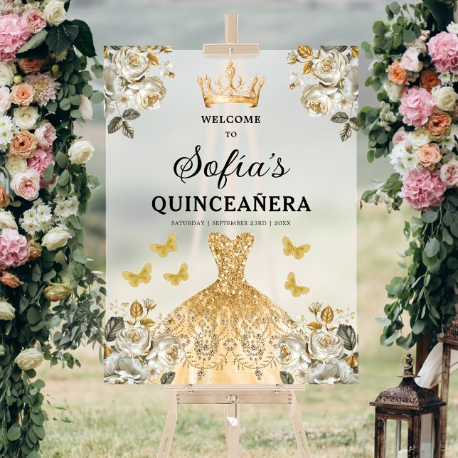 Señal Acrílica Bienvenida de cumpleaños de la princesa de oro Qui (Subido por el creador)