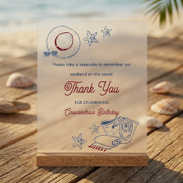 Señal Acrílica Bienvenida de cumpleaños de verano en la playa azu