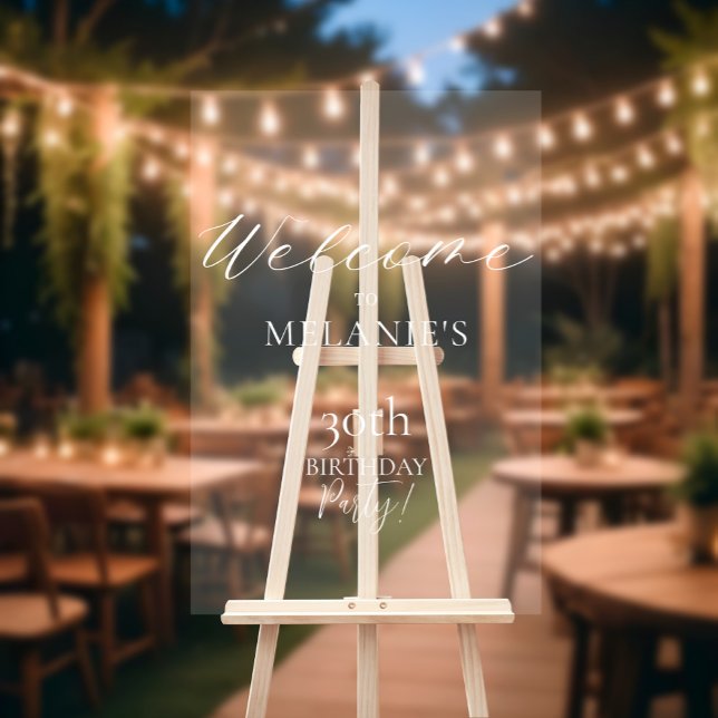 Señal Acrílica Bienvenida de cumpleaños elegante y moderno (Modern Elegant Typographic Birthday Welcome Acrylic Sign
)