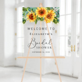 Señal Acrílica Bienvenida de Desayuno Nupcial de Girasoles Rústic