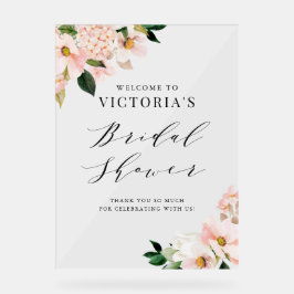 Señal Acrílica Bienvenida de Despedida de Soltera con Magnolias R