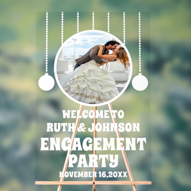 Señal Acrílica Bienvenida de fiesta de compromiso de foto persona (Neutral )