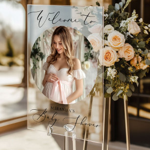 Señal Acrílica Bienvenida de fotos de Baby Shower en Arco minimal