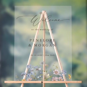 Señal Acrílica Bienvenida de la Boda del Jardín de la Flor Silves