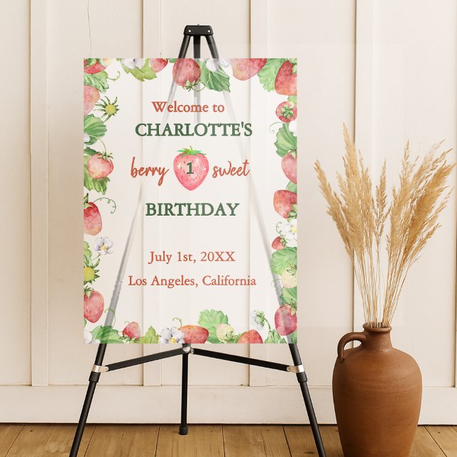 Señal Acrílica bienvenida de primer cumpleaños de berry dulce gén (Subido por el creador)