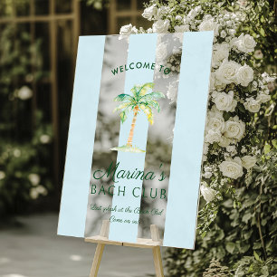 Señal Acrílica Bienvenida del Club Blue Stripes Palm Beach Bach