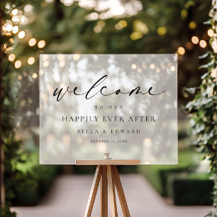 Señal Acrílica Bienvenida elegante de la boda