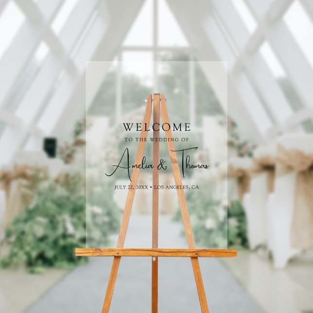 Señal Acrílica Bienvenida elegante de la boda (Make a grand entrance and warmly welcome your guests with this elegant wedding acrylic sign!)