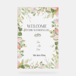 Señal Acrílica Bienvenida elegante moderna a la boda