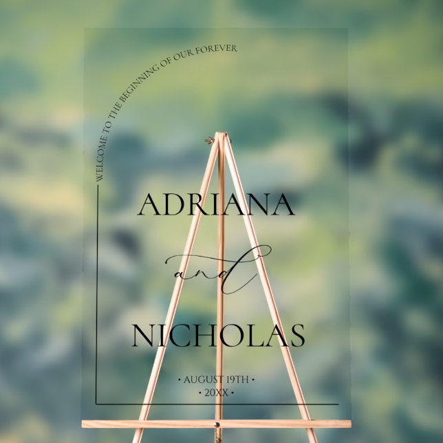 Señal Acrílica Bienvenida elegante moderna a la boda (Neutral )