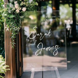 Señal Acrílica Bienvenida elegante moderna a la boda