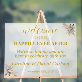 Señal Acrílica Bienvenida Feliz Nunca Después De La Escarcha Boda