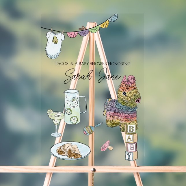 Señal Acrílica Bienvenida Fiesta Baby Shower (Neutral )